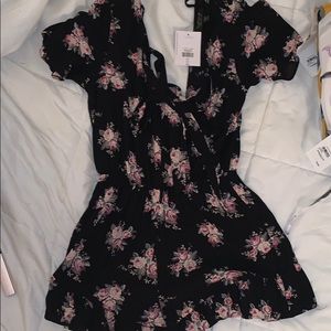 Black & floral romper
